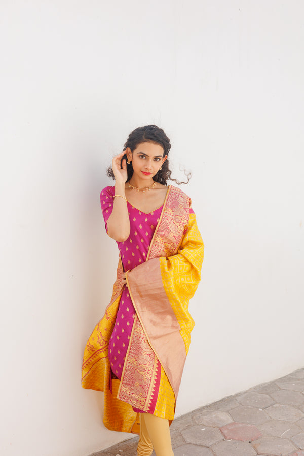 Aakruti Magenta & Yellow (Only kurti)
