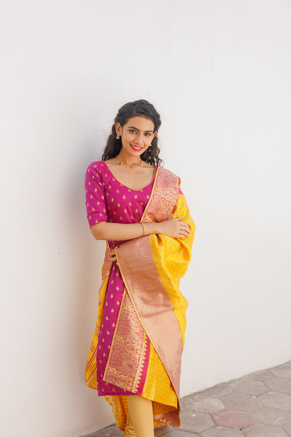 Aakruti Magenta & Yellow (Only kurti)