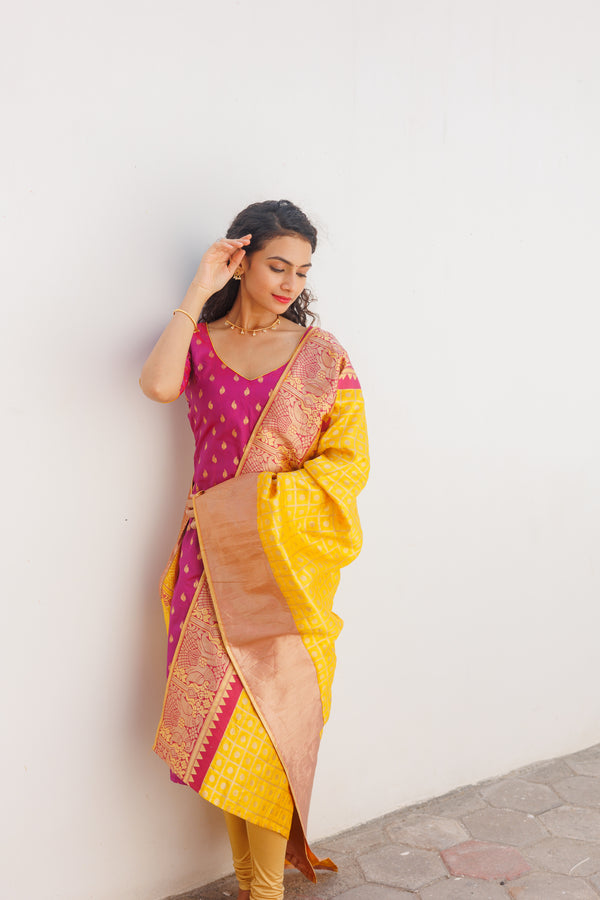 Aakruti Magenta & Yellow (Only kurti)