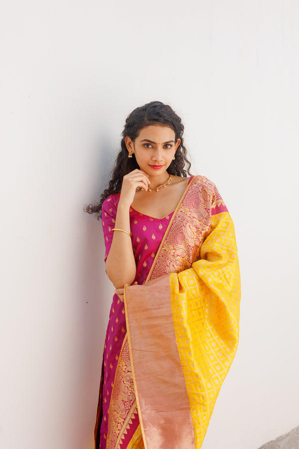 Aakruti Magenta & Yellow (Only kurti)