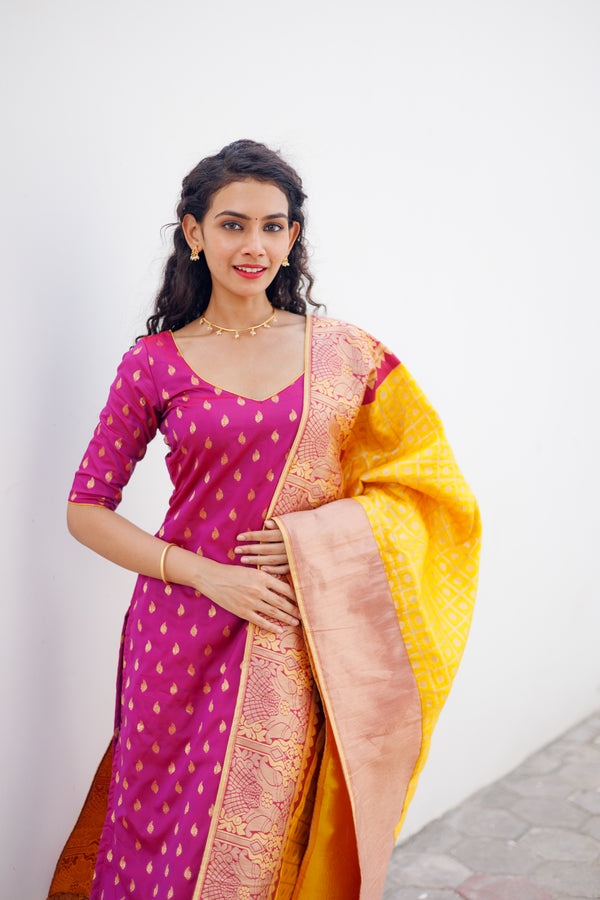 Aakruti Magenta & Yellow (Only kurti)