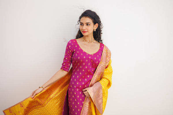 Aakruti Magenta & Yellow (Only kurti)