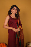 Tarika Maroon Kurti Set (Set of 2)