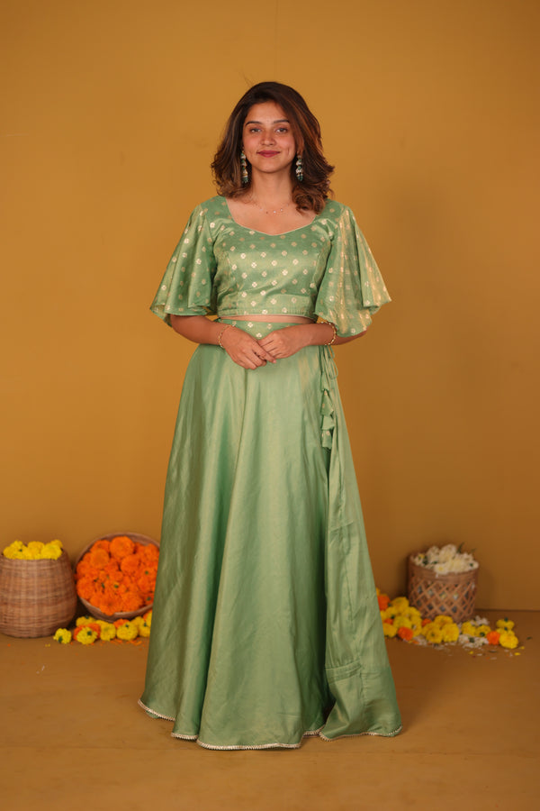 Farina Mint Green Crop top & Skirt