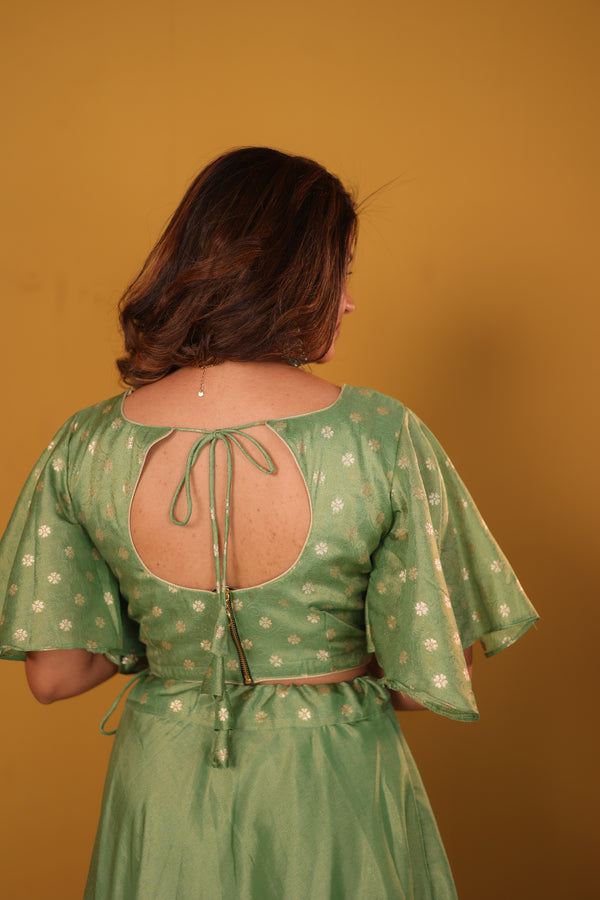 Farina Mint Green Crop top & Skirt