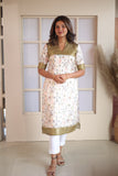 Prathiba Olive Green & White Kurti