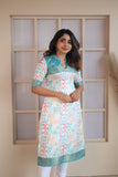 Prathiba Aqua Blue & White Kurti