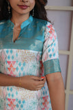 Prathiba Aqua Blue & White Kurti