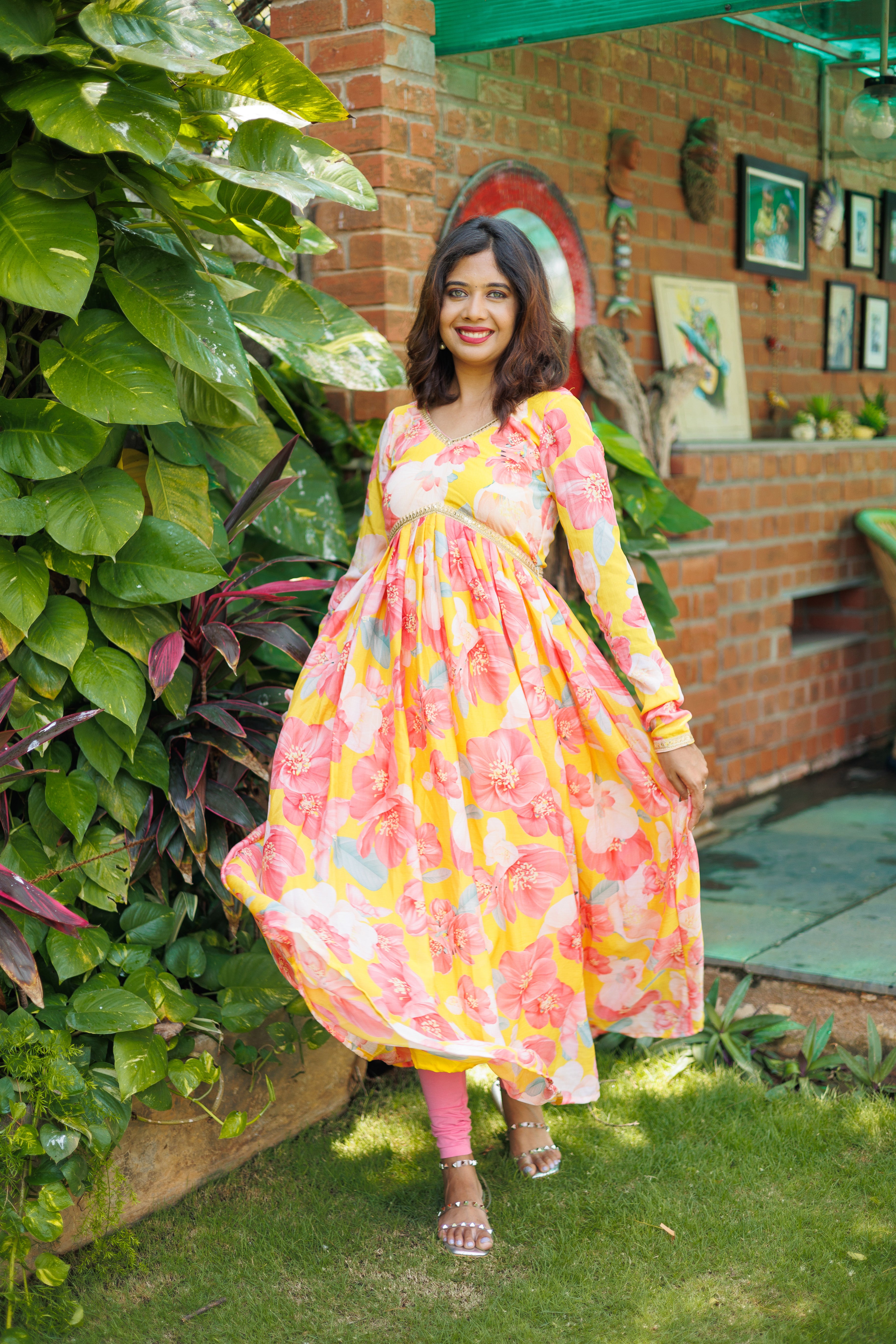 Amrita Yellow floral Dress