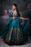 Blue Banarasi silk dress with Dupatta(FW)