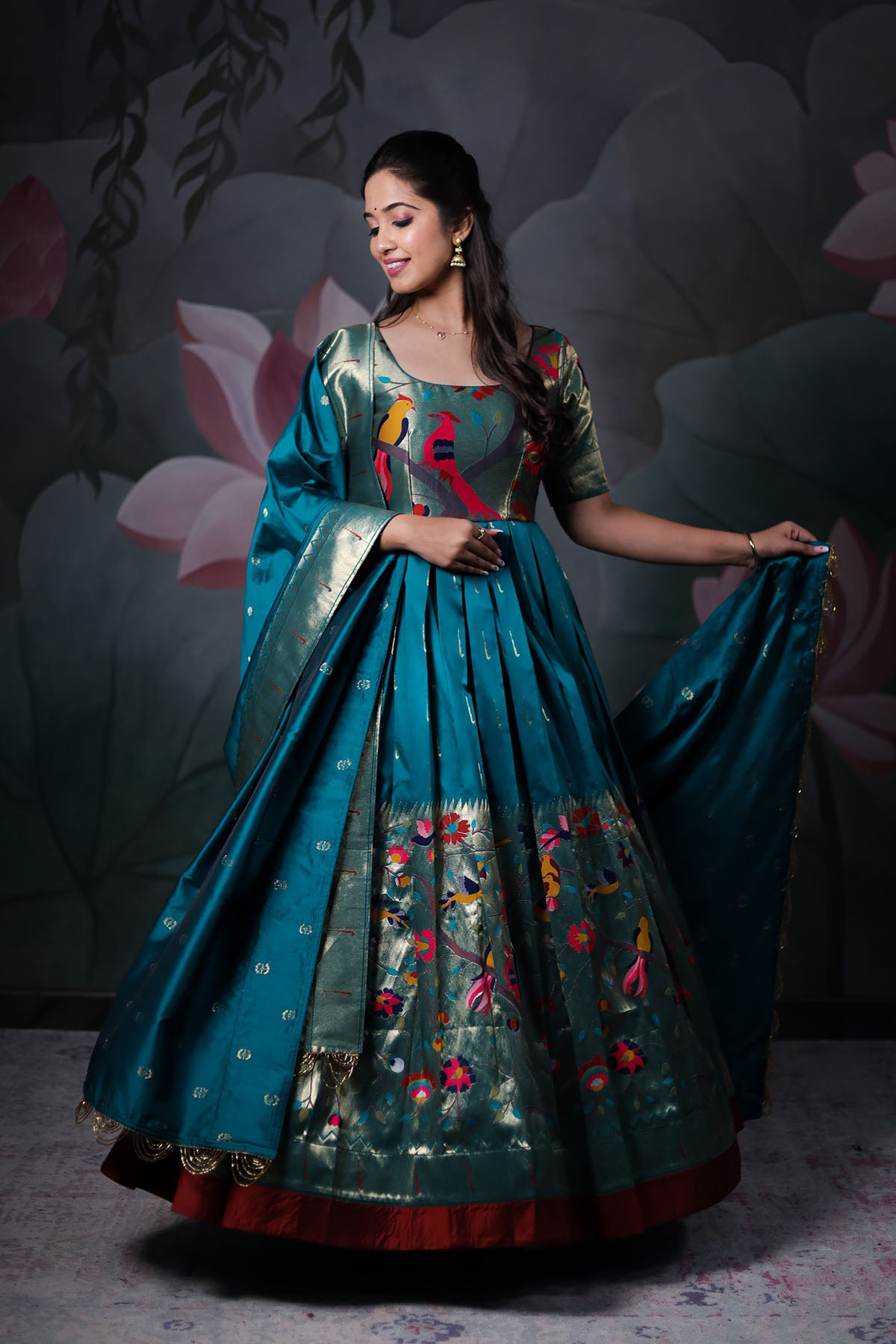 Blue Banarasi silk dress with Dupatta