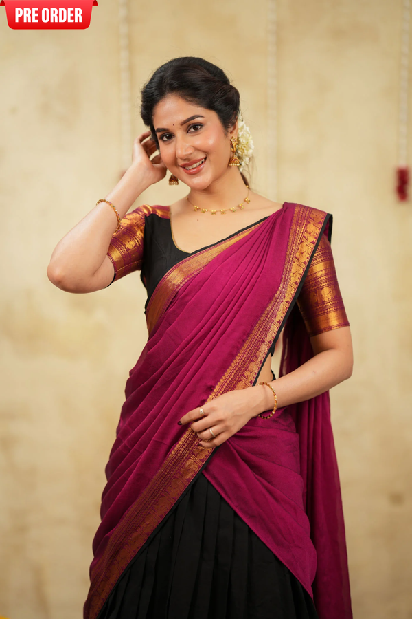 Tamizh Black Halfsaree with Lehenga Mom & Me