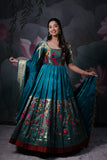 Blue Banarasi silk dress with Dupatta