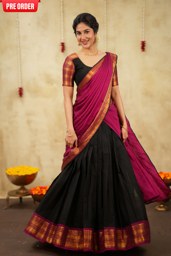 Tamizh Black Halfsaree with Lehenga Mom & Me