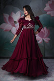Wine Chinon Party Wear Gown (FW)