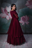 Wine Chinon Party Wear Gown (FW)
