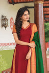Veena Maroon Narayanpet Kurti Set (Set of 2)