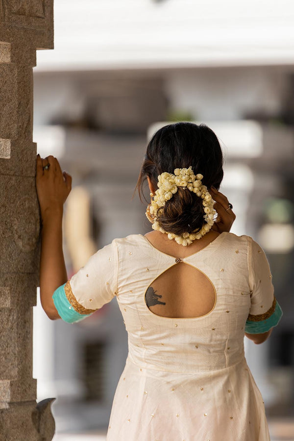 IMD - Kayalvizhi Ivory and Aqua Dress