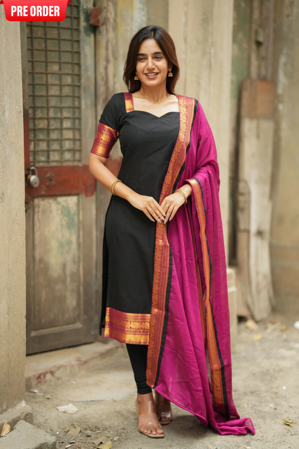 Tamizh Black Kurti Set (Set of 2)