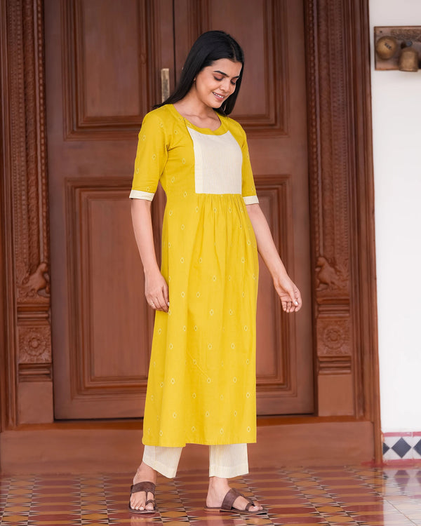 Yellow Handloom Kurta Set (PR)