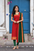 Vrindha Red Stripes Chettinad Cotton Kurti Set ( Set of 2 )