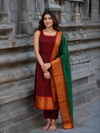 Apoorva Maroon Narayanpet Cotton Kurti Set ( set of 2 )