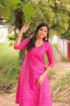 Rani Pink Banaras A-Line kurta (PR)