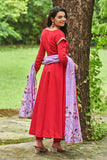 Red Silk Cotton Angrakha Dress( FW )