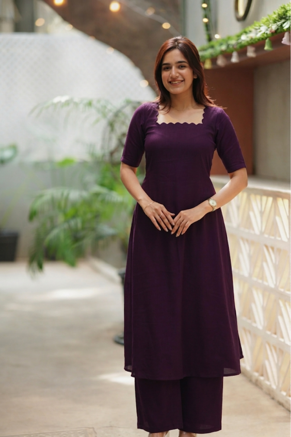 Aarna Wine Kurta Set (Set of 2)