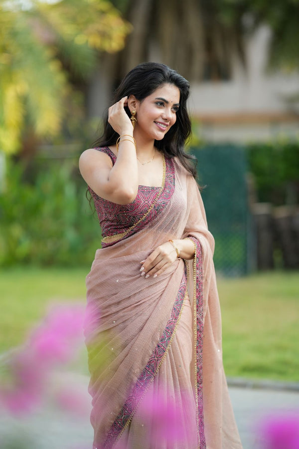 Nilani Brown Saree (Set of 2)