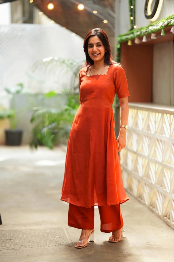 Aarna Rust Orange Kurta Set (Set of 2)