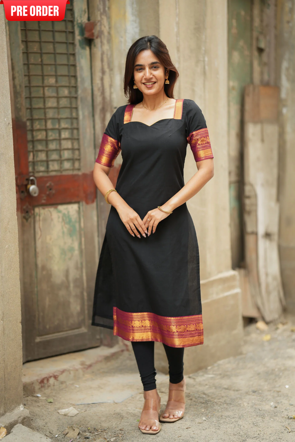 Tamizh Black Kurti Set (Set of 2)