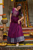 Purple Handloom Anarkali with silver embroidery( FW )