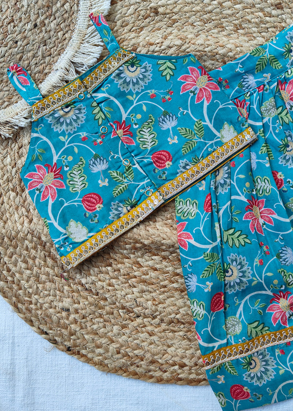 Vidhya Teal Blue Floral Co-ord Mini