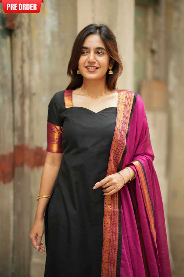 Tamizh Black Kurti Set (Set of 2)