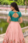 Anamika Blue Croptop & Skirt ( Set of 2 )
