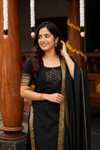 Riddhi Black Chettinad Cotton Kurti Set (Set of 2 )