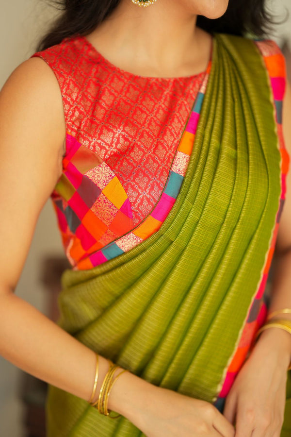 Mayilini Green Saree (Set of 2)