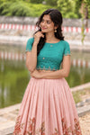Anamika Blue Croptop & Skirt ( Set of 2 )