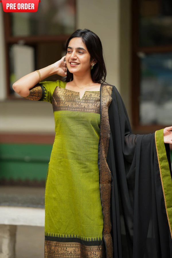Prisha Olive Green Kurti Set (Set of 2)