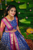 Blue Pink Banarasi Silk Dress ( FW )