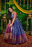 Blue Banarasi Silk & Net Dress ( FW )