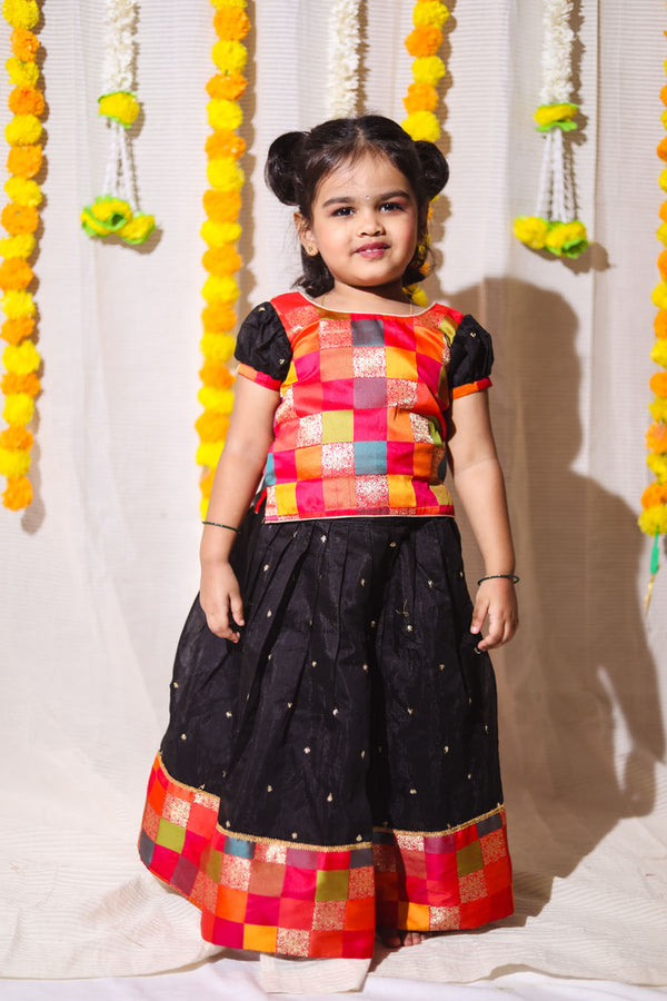 Poonam Black Mom & Me Combo | Handcrafted Festive Mother Daughter Ethnic Wear by Ekanta Studio | Daughter 02