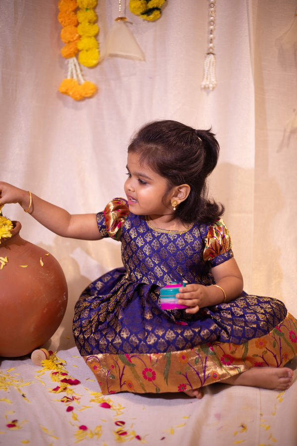 IMD - Smriti Navy Brocade with Paithini Border Mini