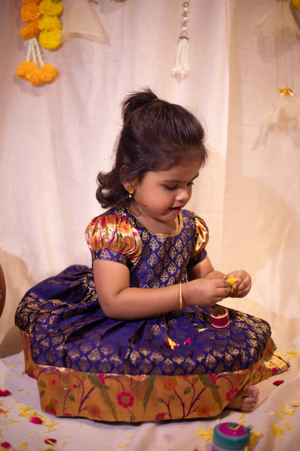 IMD - Smriti Navy Brocade with Paithini Border Mini