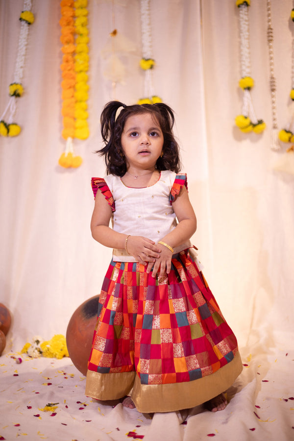 IMD - Vamsi White Top with Multicolor Skirt Mini