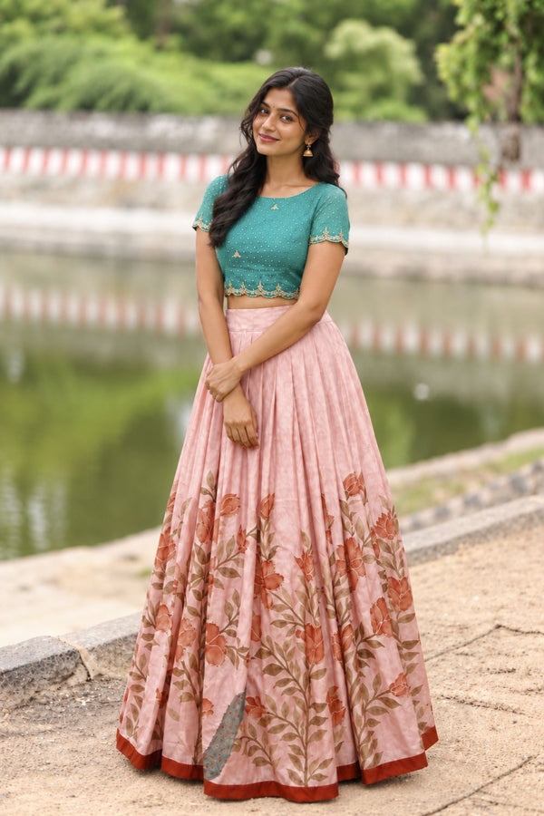 Anamika Blue Croptop & Skirt ( Set of 2 )