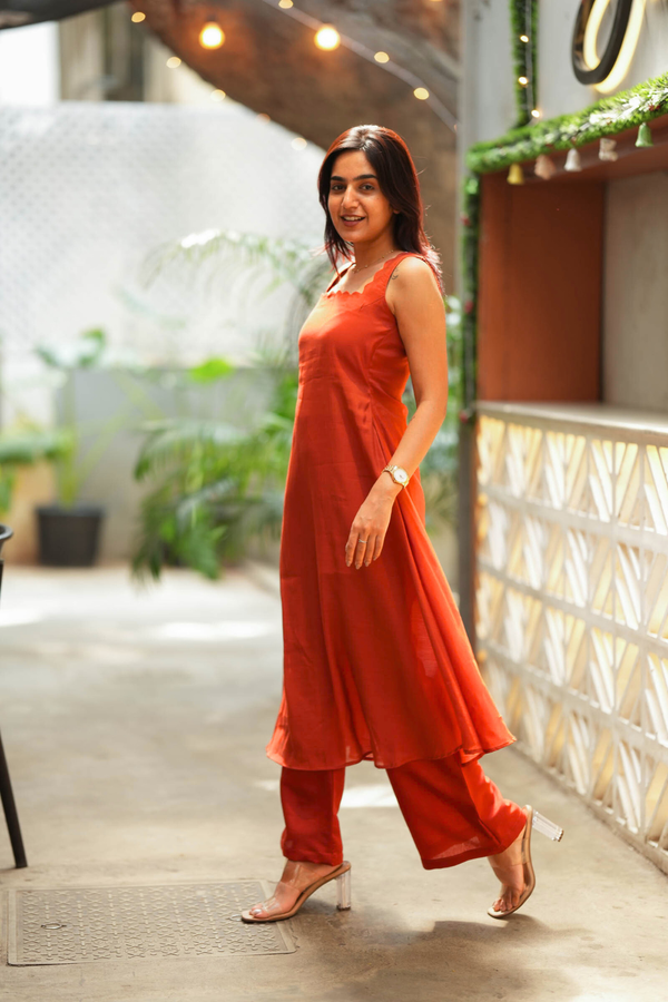 Aarna Rust Orange Kurta Set (Set of 2)