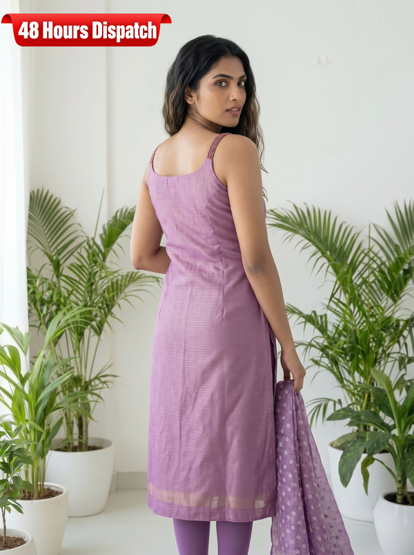 Mayilini Lilac Shimmer Kotta Spaghetti Kurti Set ( Set of 2 )