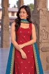 Meghna Maroon with Teal Chanderi Kurti Set ( Set of 2 )